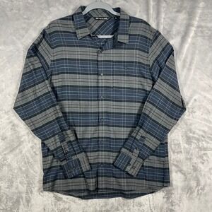 TravisMathew Men's Large Plaid Button Up Shirt Blue Gray Long‎ Sleeve Casual